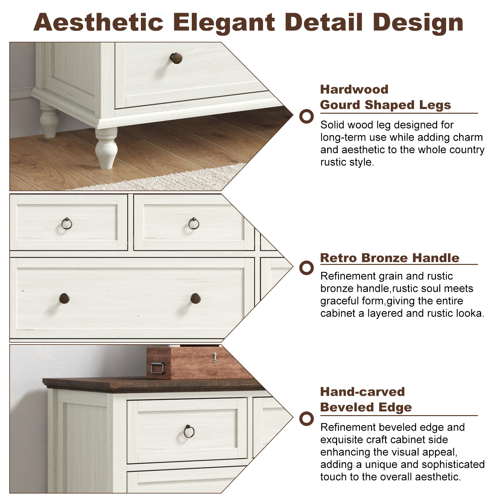 ChVans 8 Drawer Dresser for Bedroom, Modern Farmhouse Wood Wide Chest of Drawers, Storage Dressers for Bedroom, Living Room & Hallway