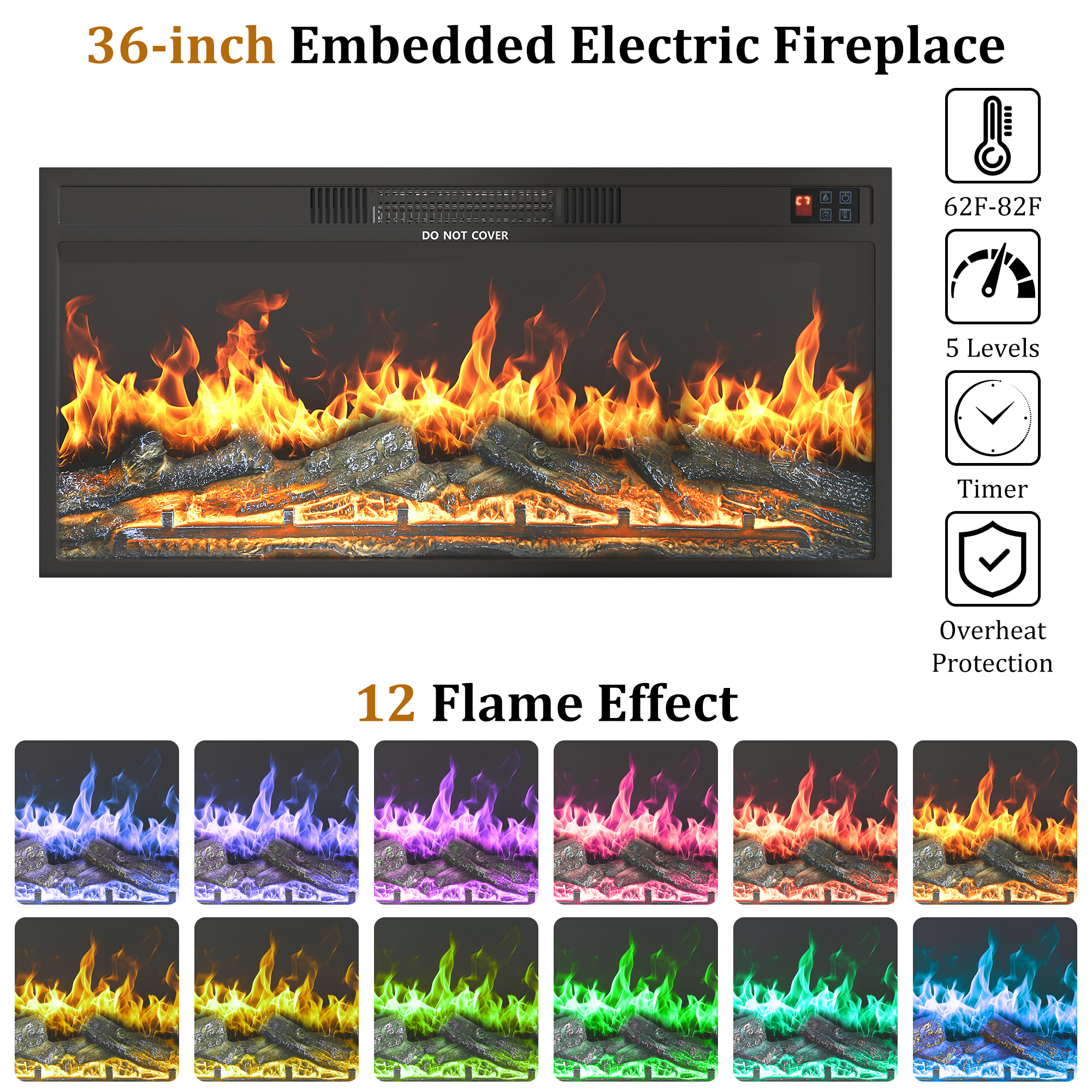 74.8'' Farmhouse Fireplace TV Stand for 80'' TVs, Rustic Entertainment Center with 36'' Electric Fireplace, Fluted Panel Sliding Barn Door, Built-in Charging Station, Media Console with Storage