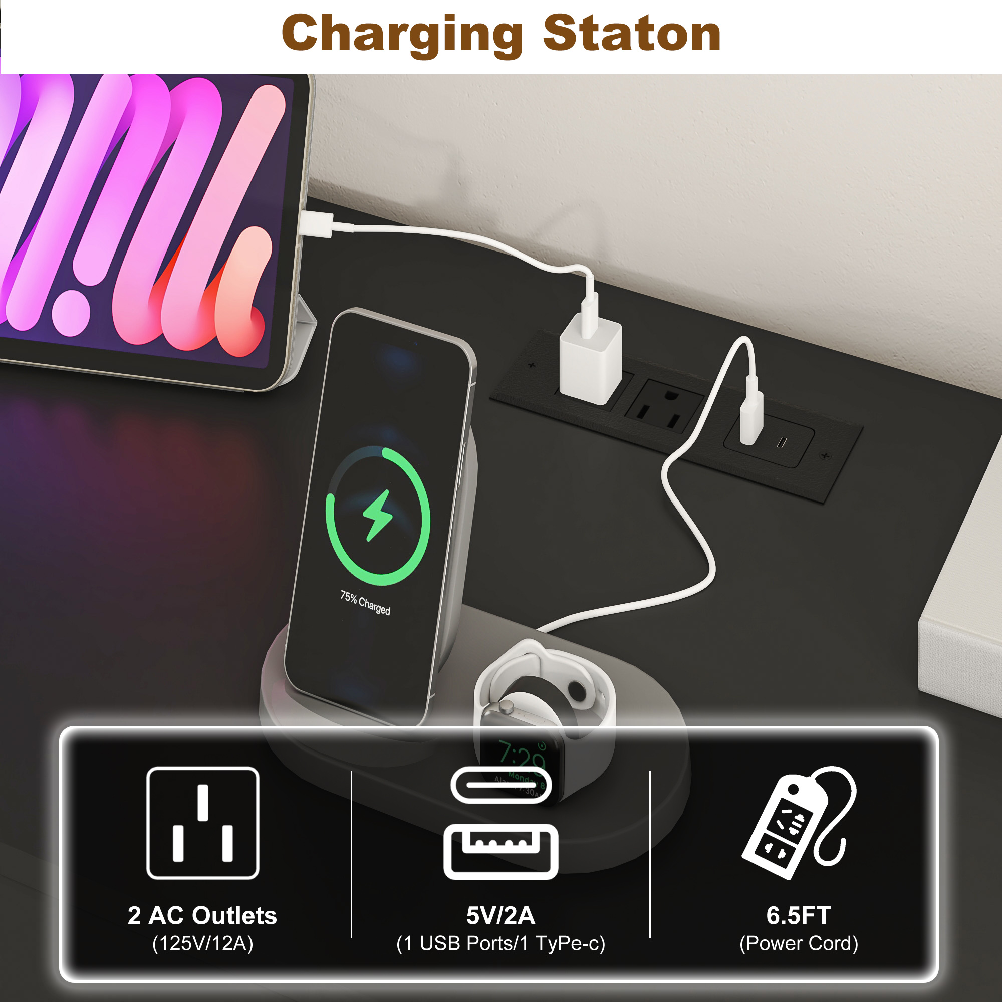 ANPOO 9 Drawer Dresser for Bedroom, 63 Inch Dresser with LED Lights and Charging Station, Wide Chest of Drawers with Large Storage, Bedroom Closet Organizer Cabinet for Living Room Entryway, White