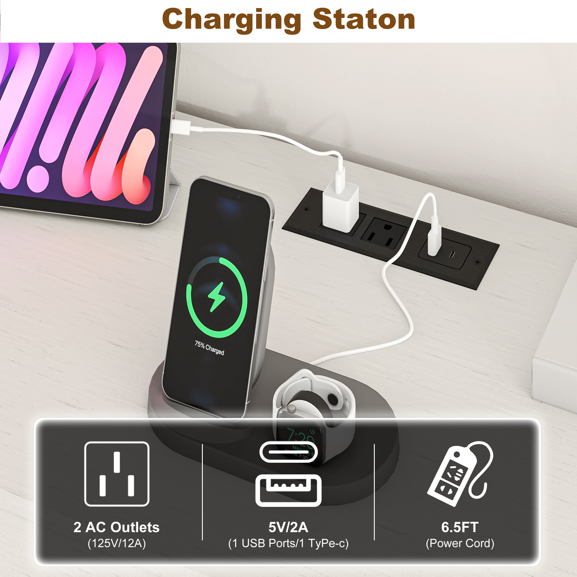 ANPOO 9 Drawer Dresser for Bedroom, 63 Inch Dresser with LED Lights and Charging Station, Wide Chest of Drawers with Large Storage, Bedroom Closet Organizer Cabinet for Living Room Entryway, White