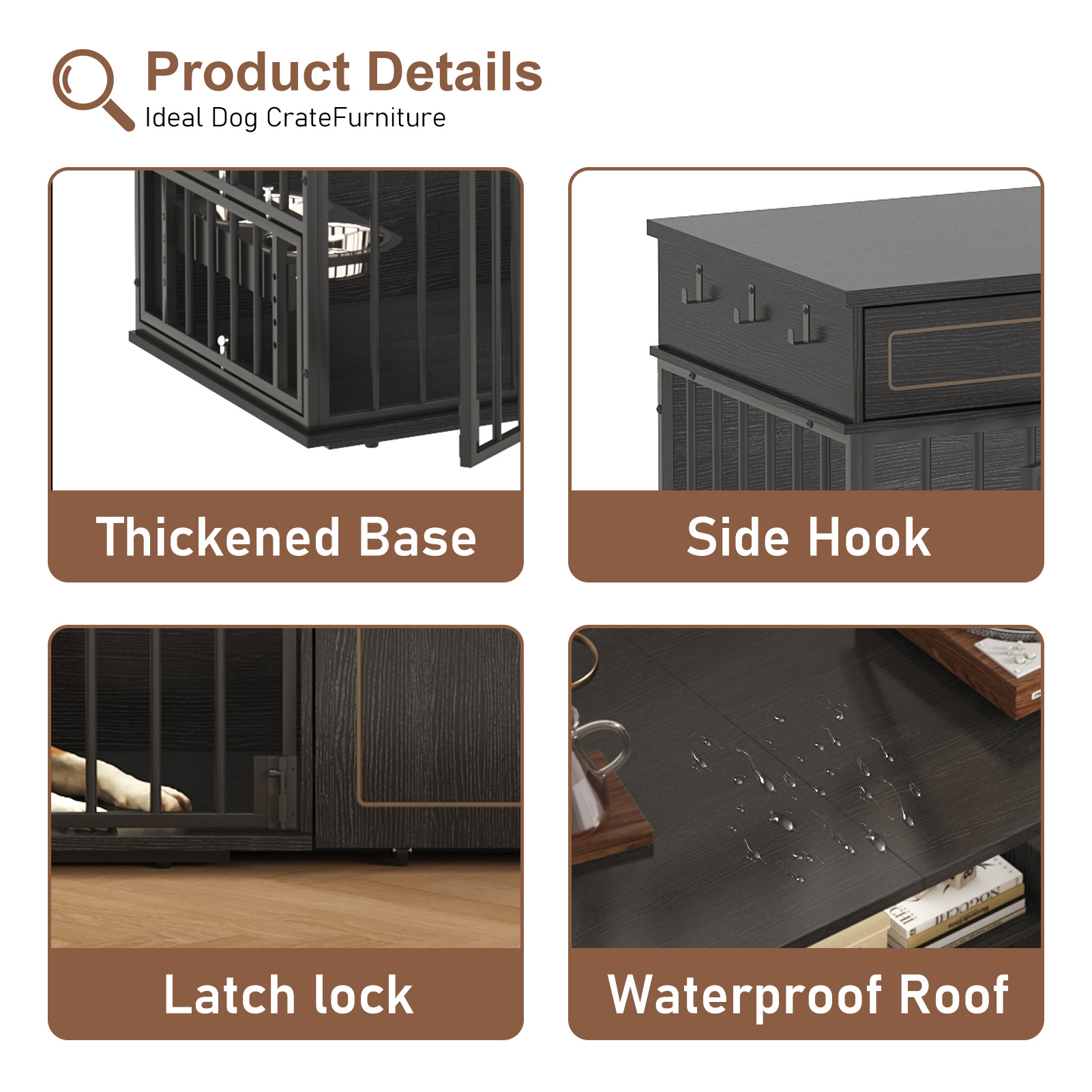 86.6" Dog Crate Furniture TV Stand for Large Breed Dogs, Wooden Kennel with Dual rooms, Dog Bowl, 2 Drawers &  Cabinet for Medium-Large Dogs