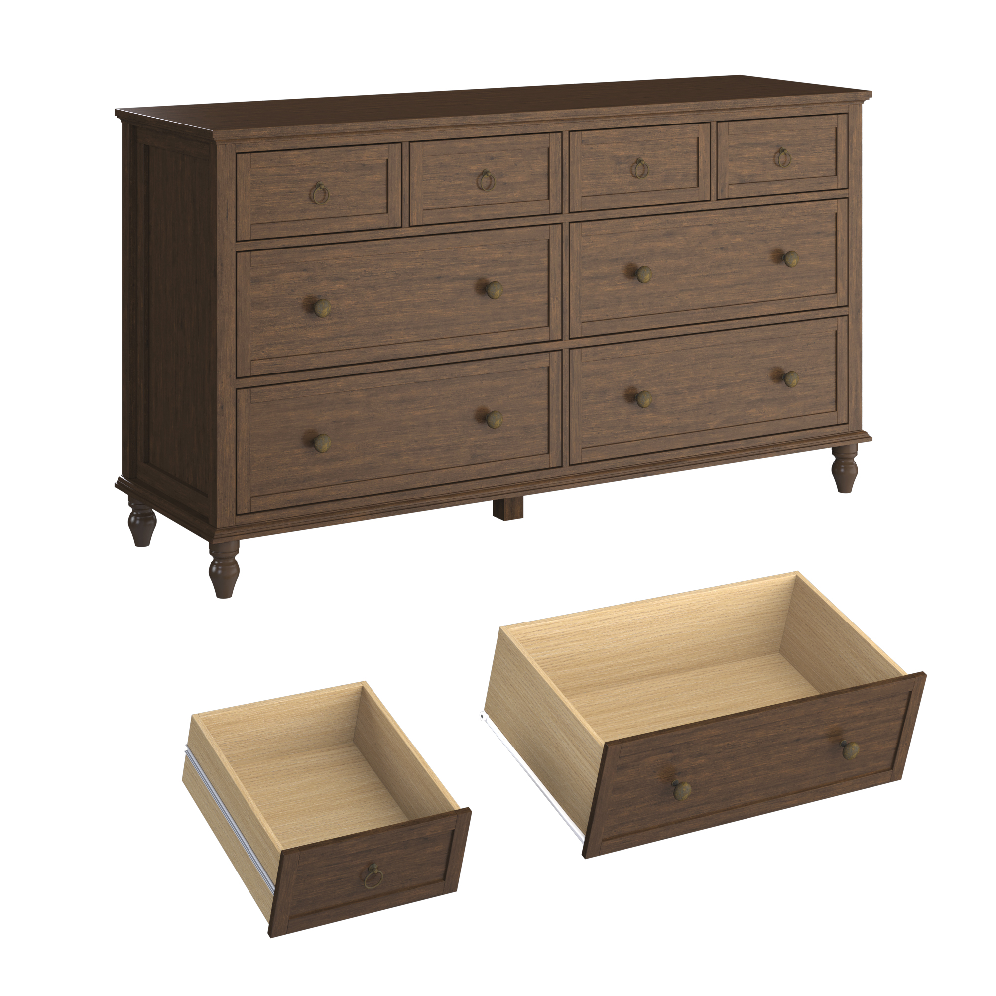 ChVans 8 Drawer Dresser for Bedroom, Modern Farmhouse Wood Wide Chest of Drawers, Storage Dressers for Bedroom, Living Room & Hallway
