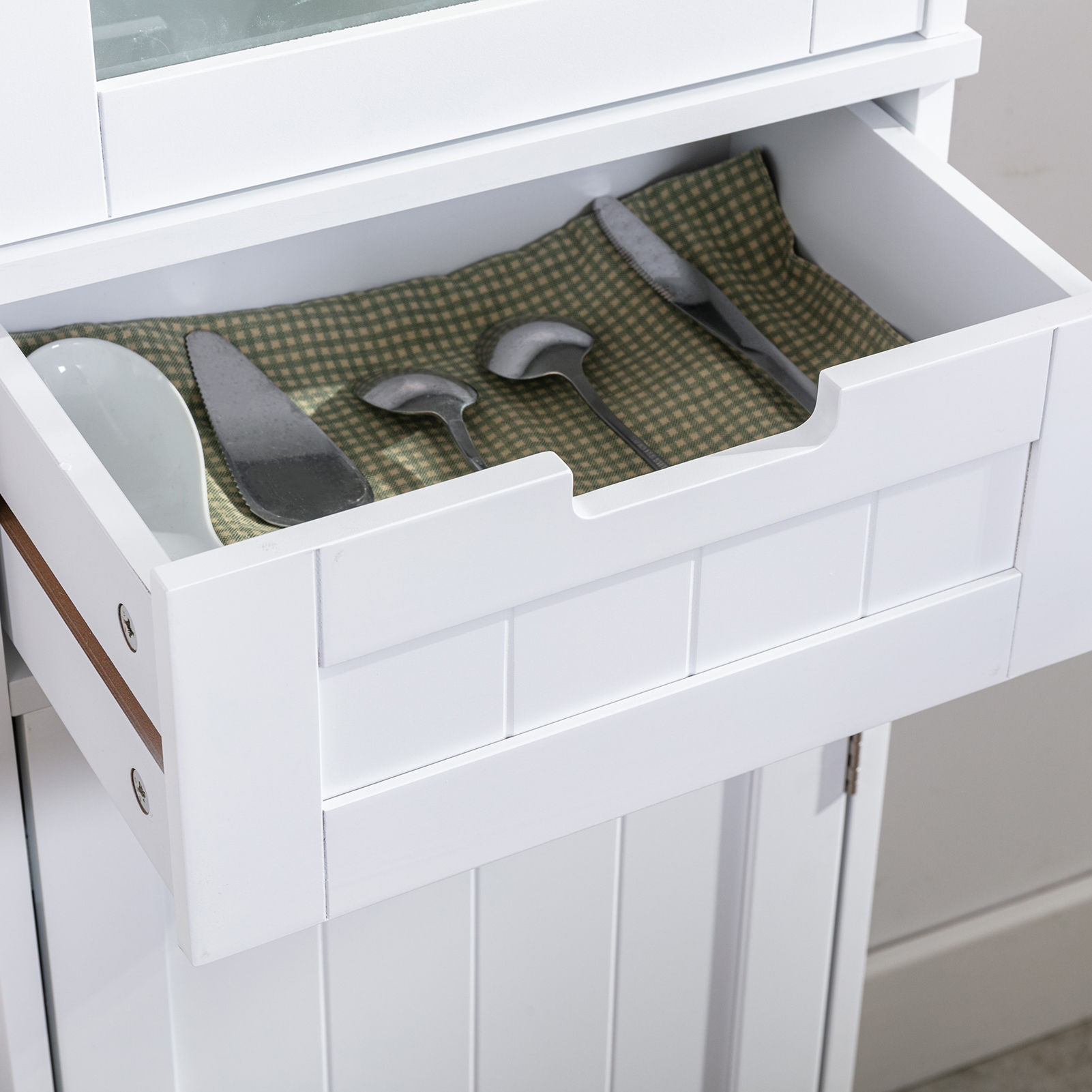 CAIDI Bathroom Storage Cabinet, White Linen Cabinet, Narrow Tall Cabinet Storage Tower with Door and Drawer for Kitchen Living Room
