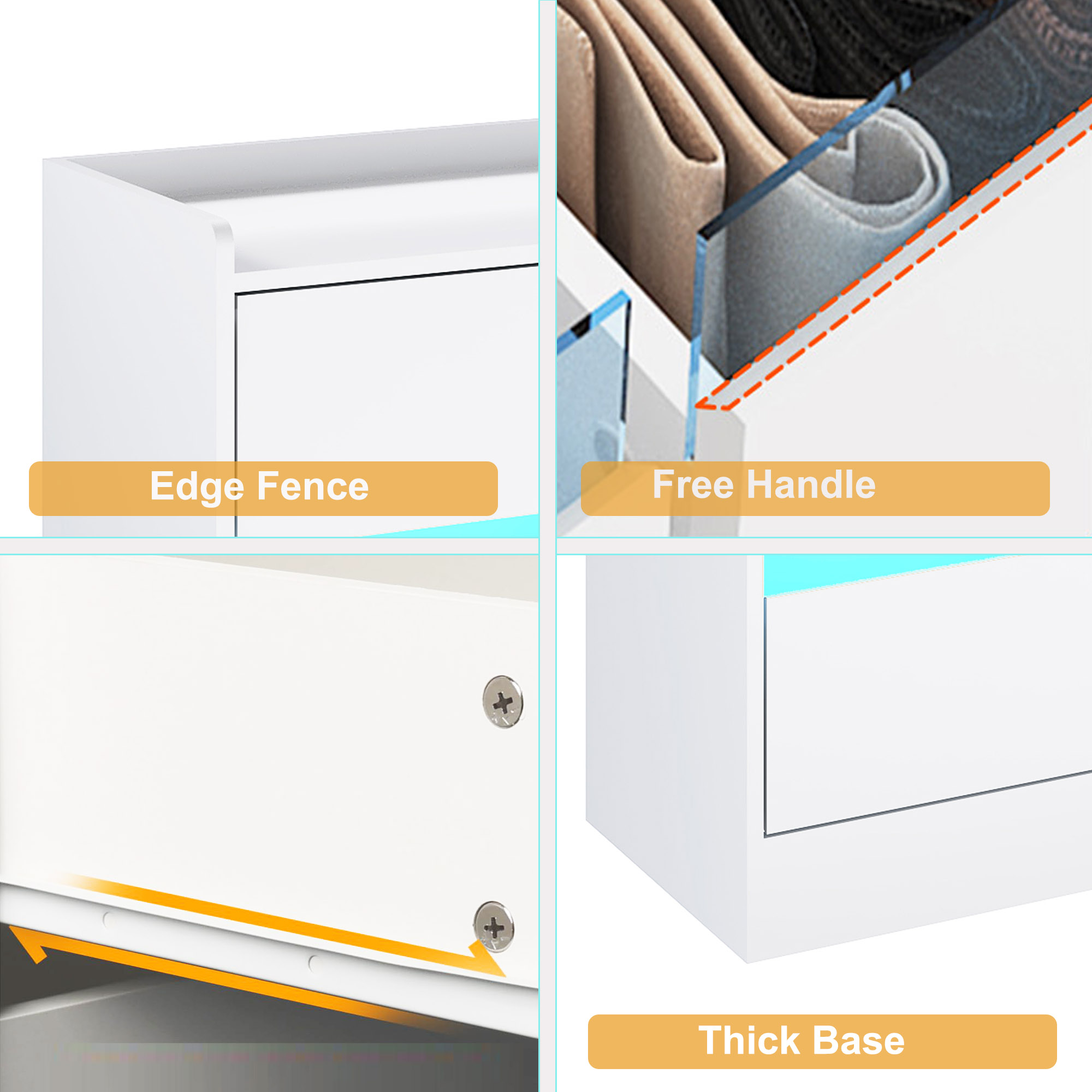 9 Drawer Dresser Chest of Drawer with LED Lights & Charging Station for Bedroom