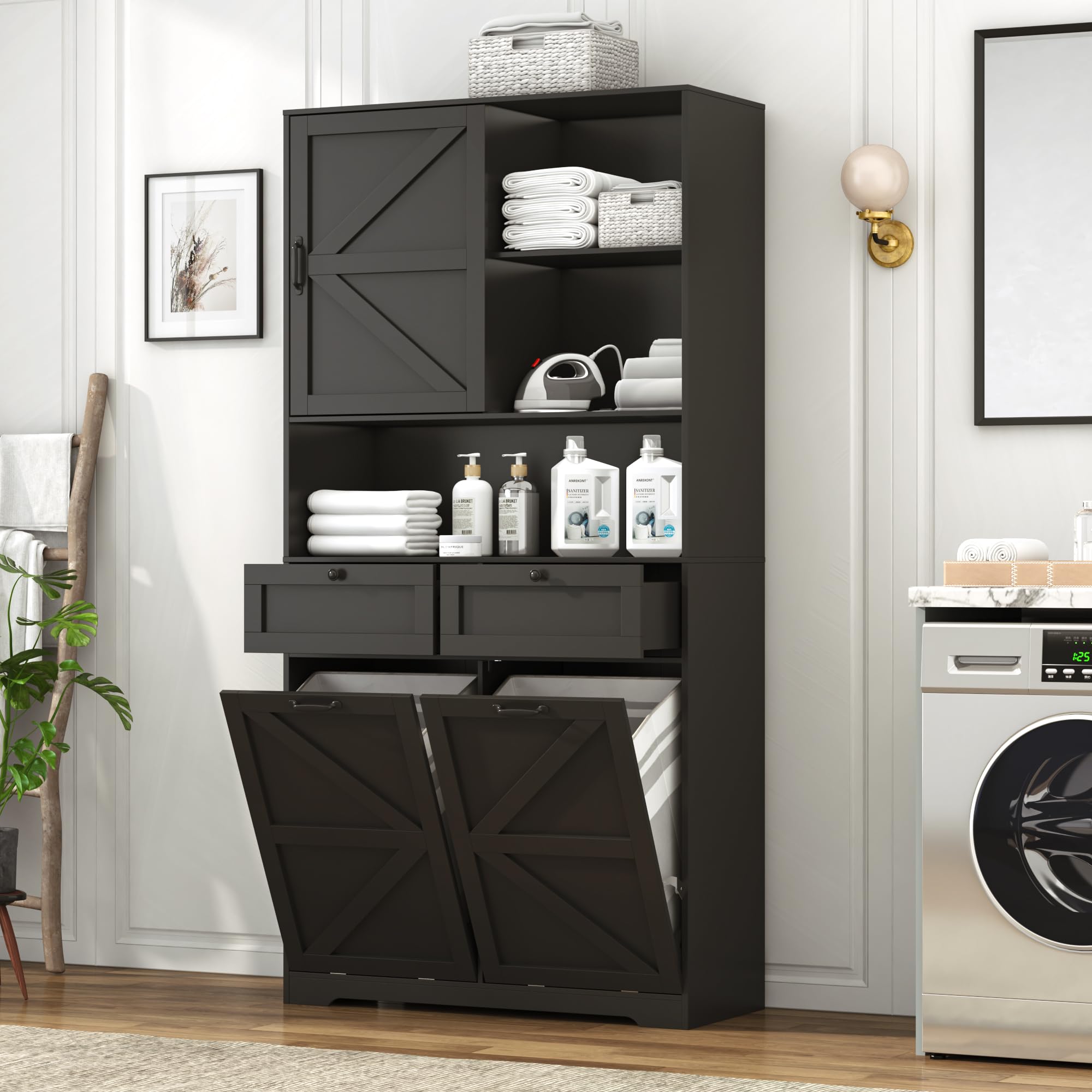 78" Tall Tilt-Out Laundry Hamper Cabinet