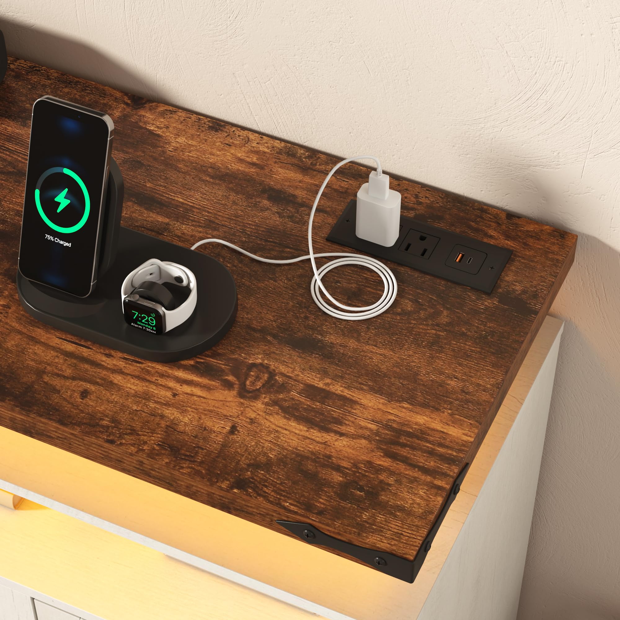 ChVans 70.8" Farmhouse Fireplace TV Stand for TVs up to 80" with 36" Electric Fireplace, 32" Tall Entertainment Center with Power Outlet/LED Lights, Media Console w/Sliding Barn Door for Living Room