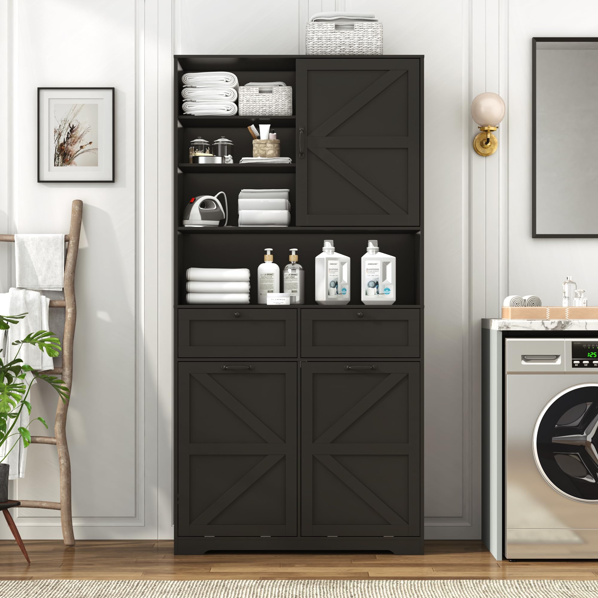 78" Tall Tilt-Out Laundry Hamper Cabinet