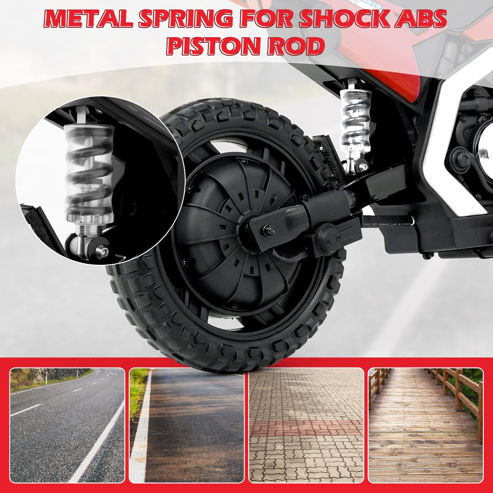 ChVans Kids Ride on Motorcycle for Kids 3-10, 24V Battery Powered Bike Electric Motorbike with Treaded Tires and USB/Music Player, Electric Dirt Bike, Up to 11MPH,2-Speed Modes, Blue