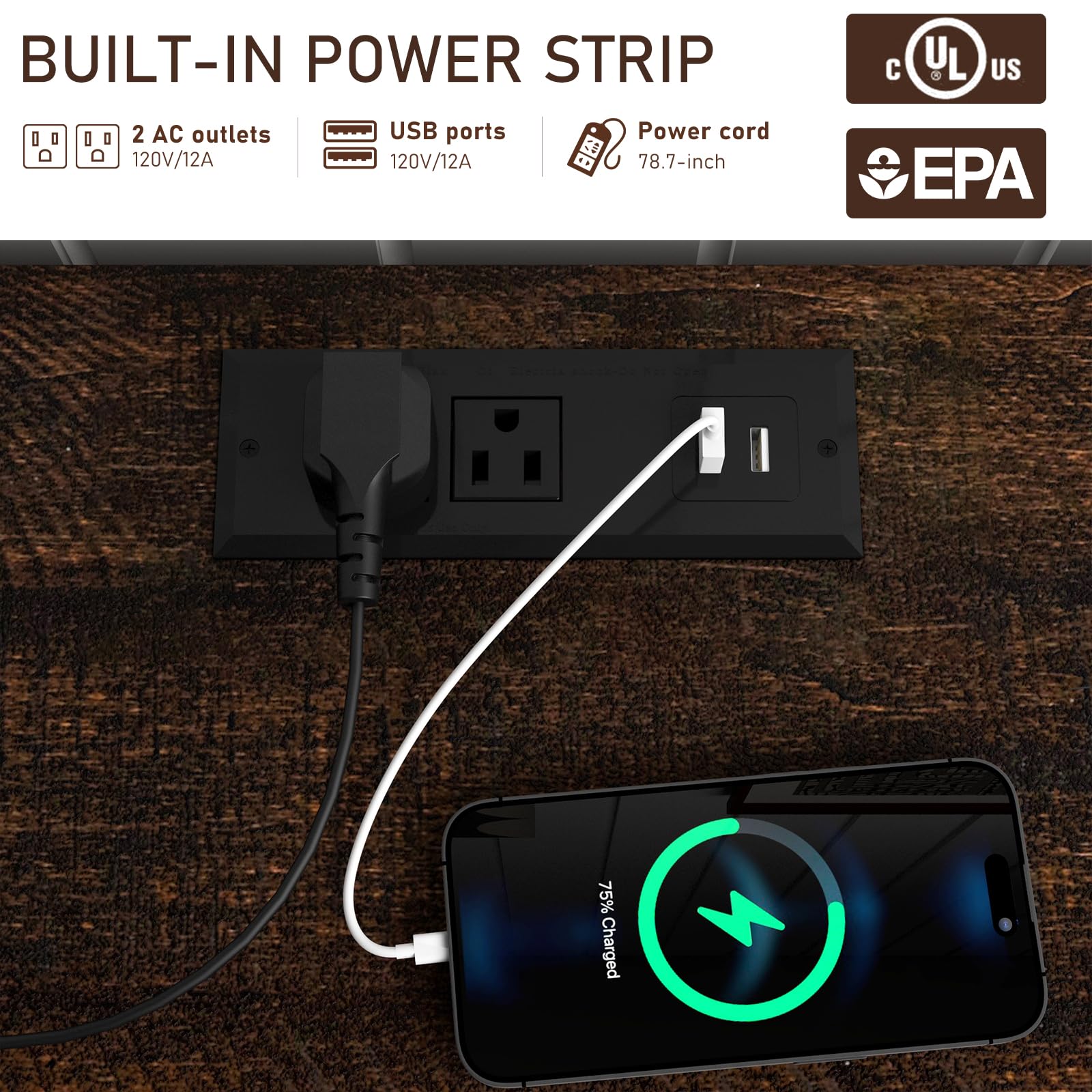 ChVans 54'' 3 Drawer Coffee Bar Cabinet with Power Charging Station & & 2 Doors