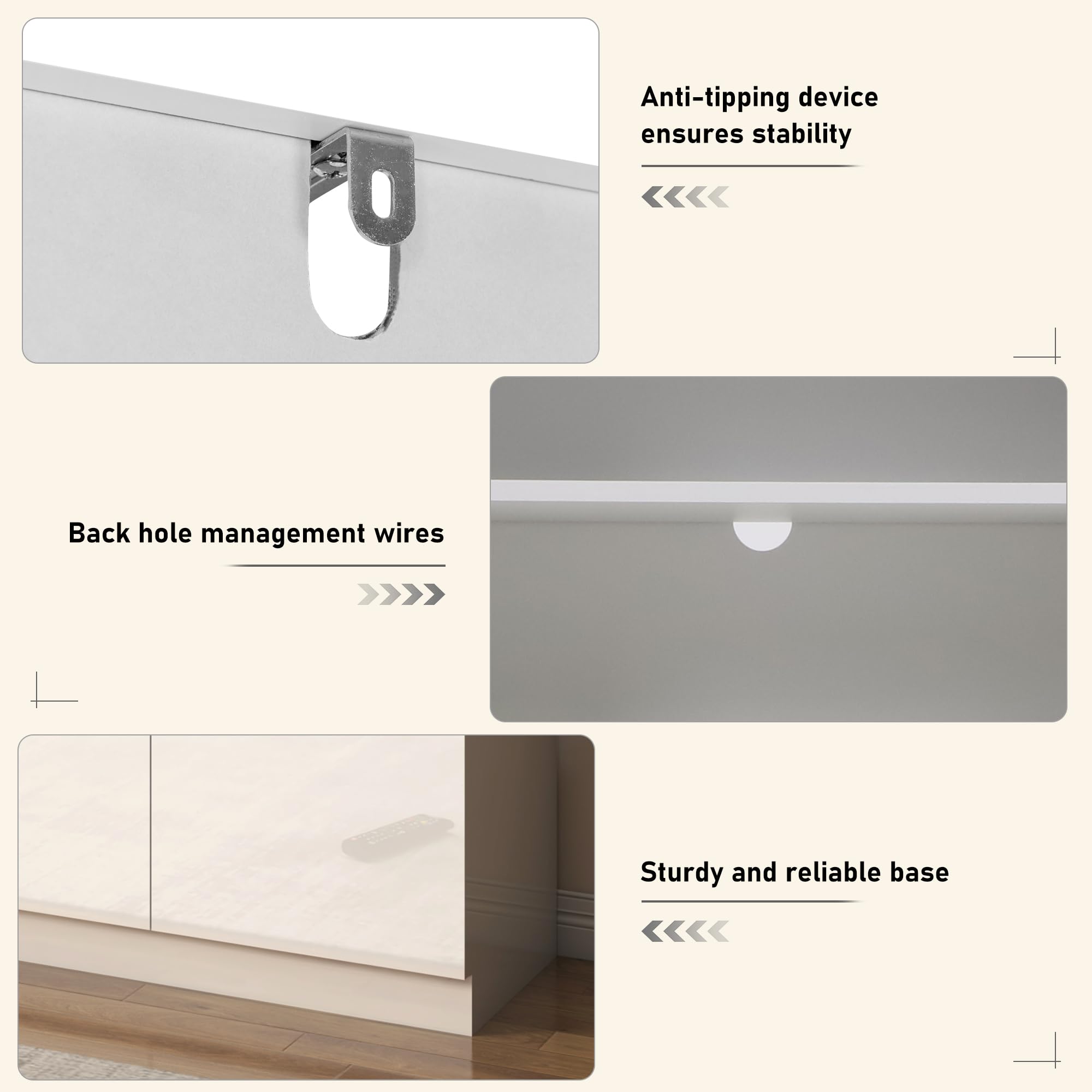 ANPOO LED TV Stand for 75” 80" 85" TVs, Tall Entertainment Center with 4 Door Storage Cabinets