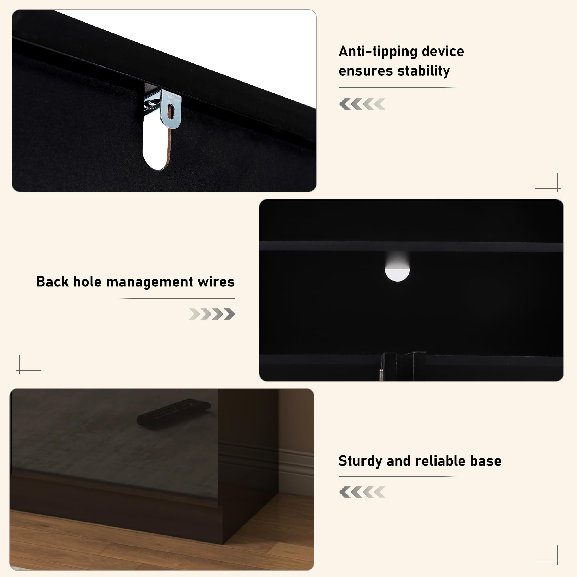 ANPOO LED TV Stand for 75” 80" 85" TVs, Tall Entertainment Center with 4 Door Storage Cabinets