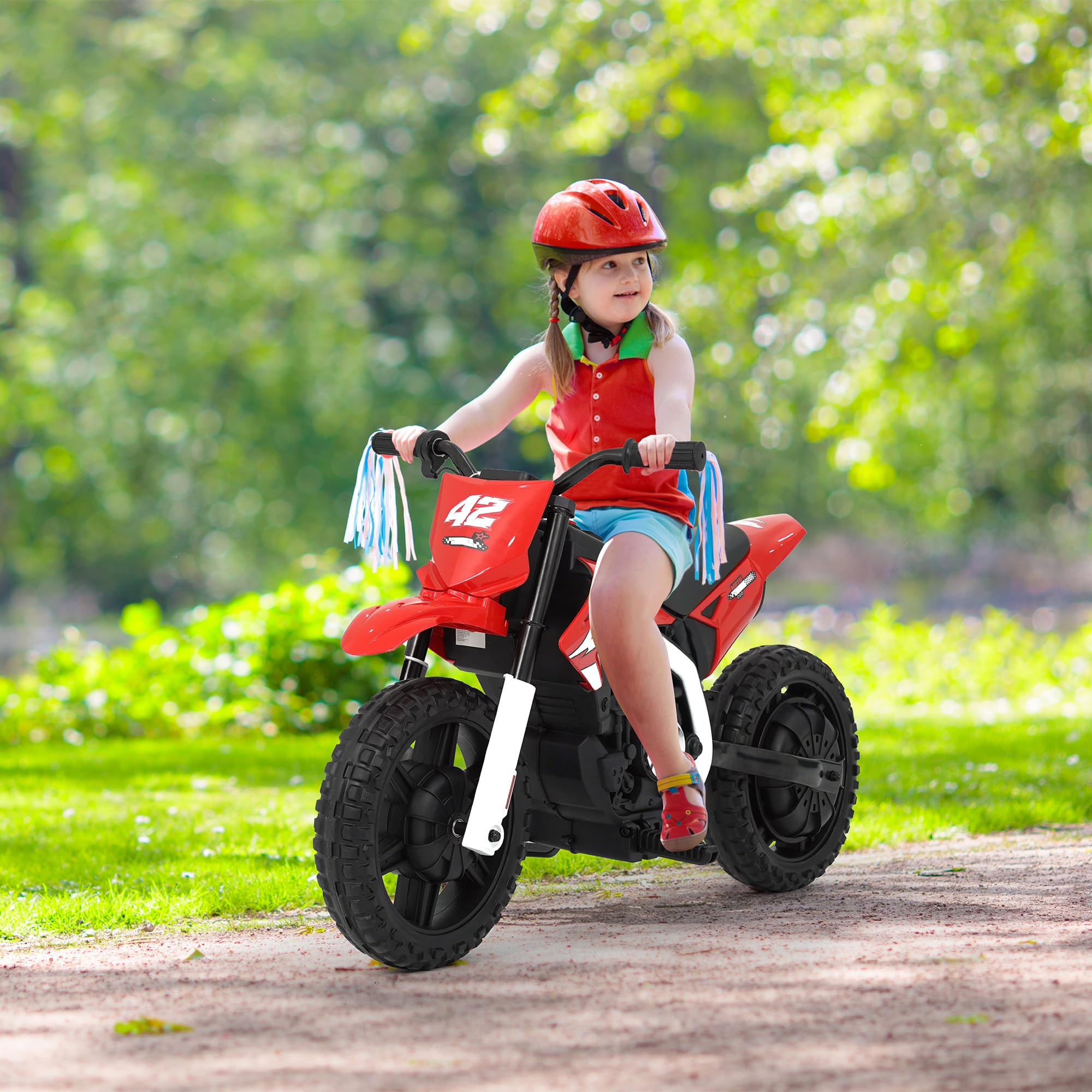 ChVans Kids Ride on Motorcycle for Kids 3-10, 24V Battery Powered Bike Electric Motorbike with Treaded Tires and USB/Music Player, Electric Dirt Bike, Up to 11MPH,2-Speed Modes, Blue