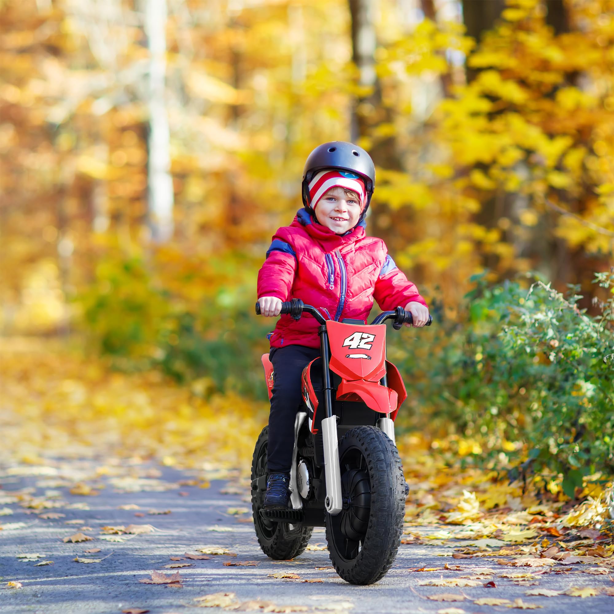 ChVans Kids Ride on Motorcycle for Kids 3-10, 24V Battery Powered Bike Electric Motorbike with Treaded Tires and USB/Music Player, Electric Dirt Bike, Up to 11MPH,2-Speed Modes, Blue