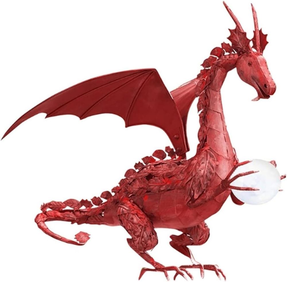 Metal Dragon Statue Holding Solar-Powered Pearl