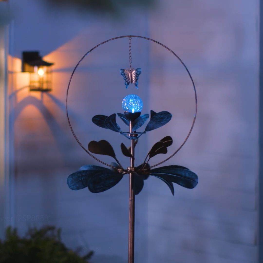 Solar Metal Wind Spinner, Sphere Flower