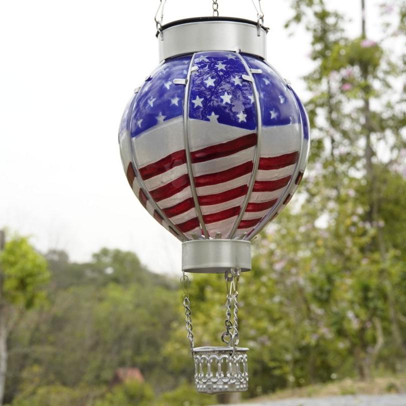 Glass Solar Hot Air Balloon Lantern - American B