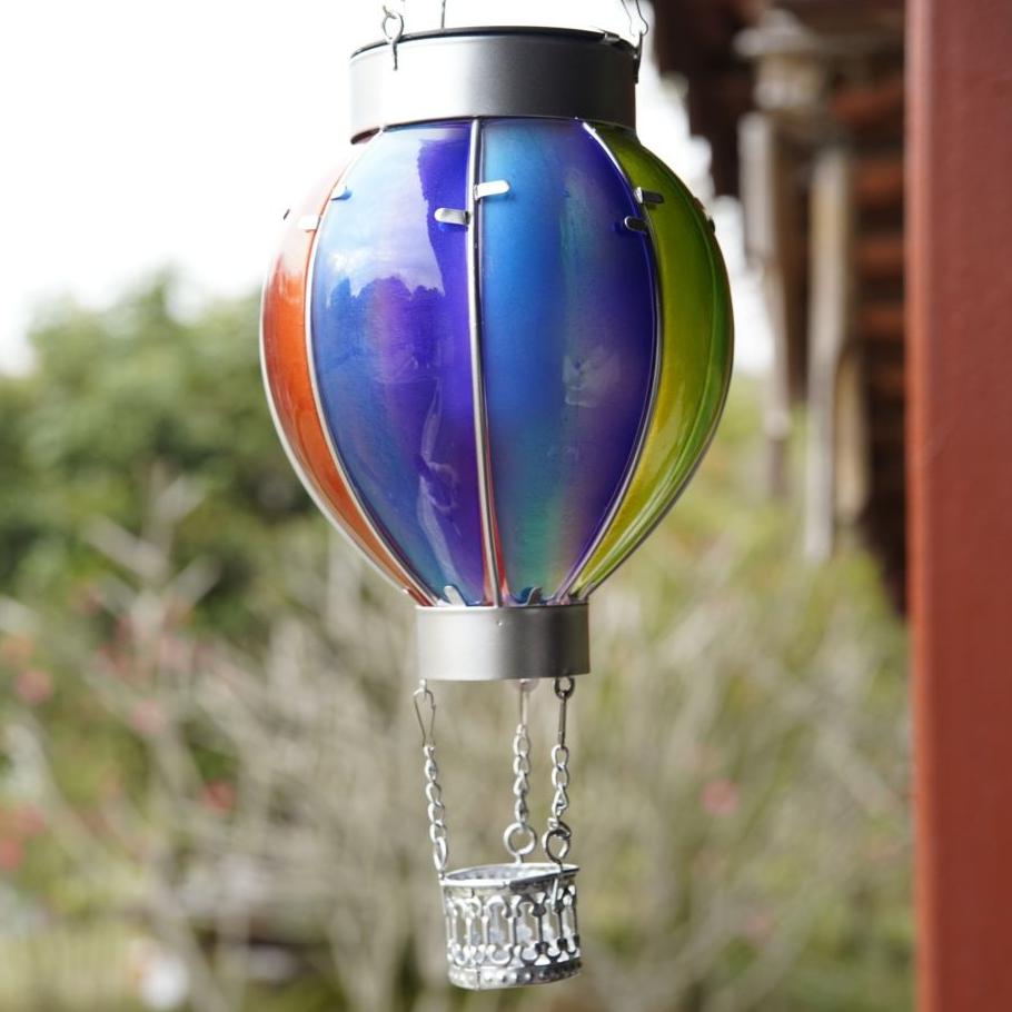 Glass Solar Hot Air Balloon Lantern - Rainbow