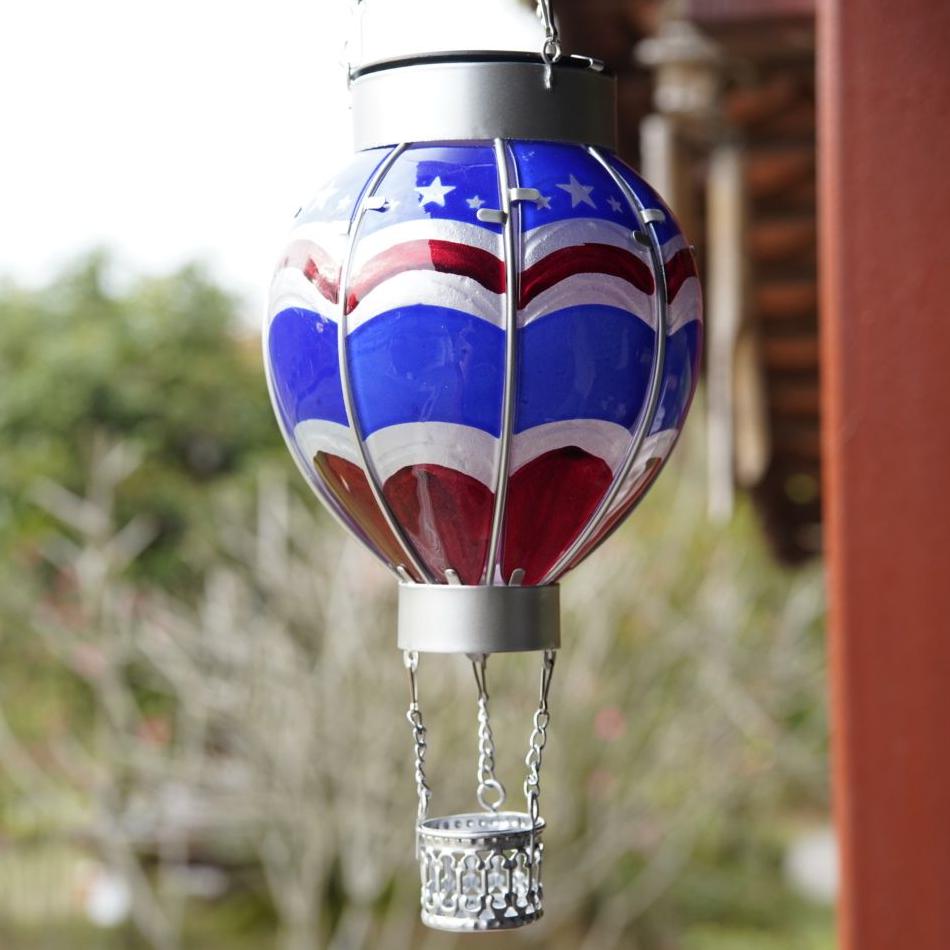 Glass Solar Hot Air Balloon Lantern - Flag stripes