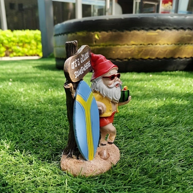 Garden Creative Surf Gnome Plastic Statue, Mini Garden Supplies DIY Potted Micro Landscape Decor