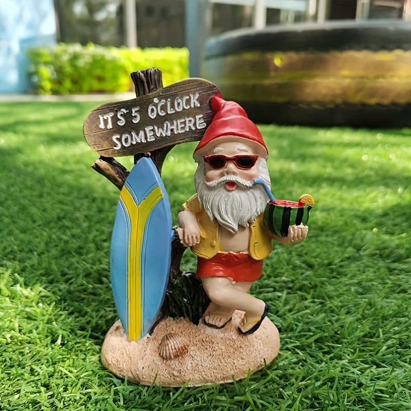 Garden Creative Surf Gnome Plastic Statue, Mini Garden Supplies DIY Potted Micro Landscape Decor