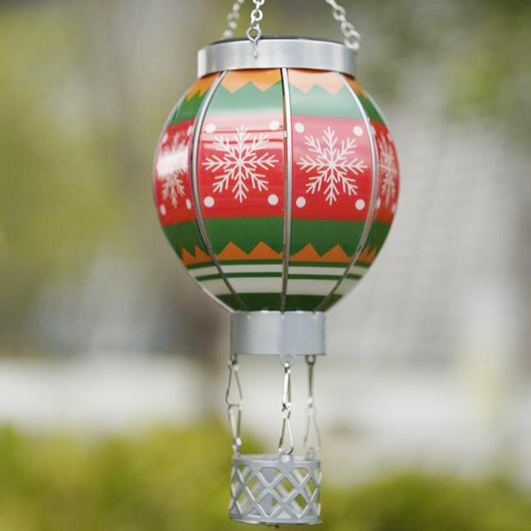 Solar-Powered Christmas Hot Air Balloon with Realistic Flame Effect
