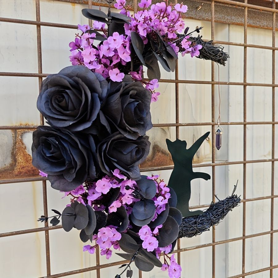 Halloween Moon Cat Wreath