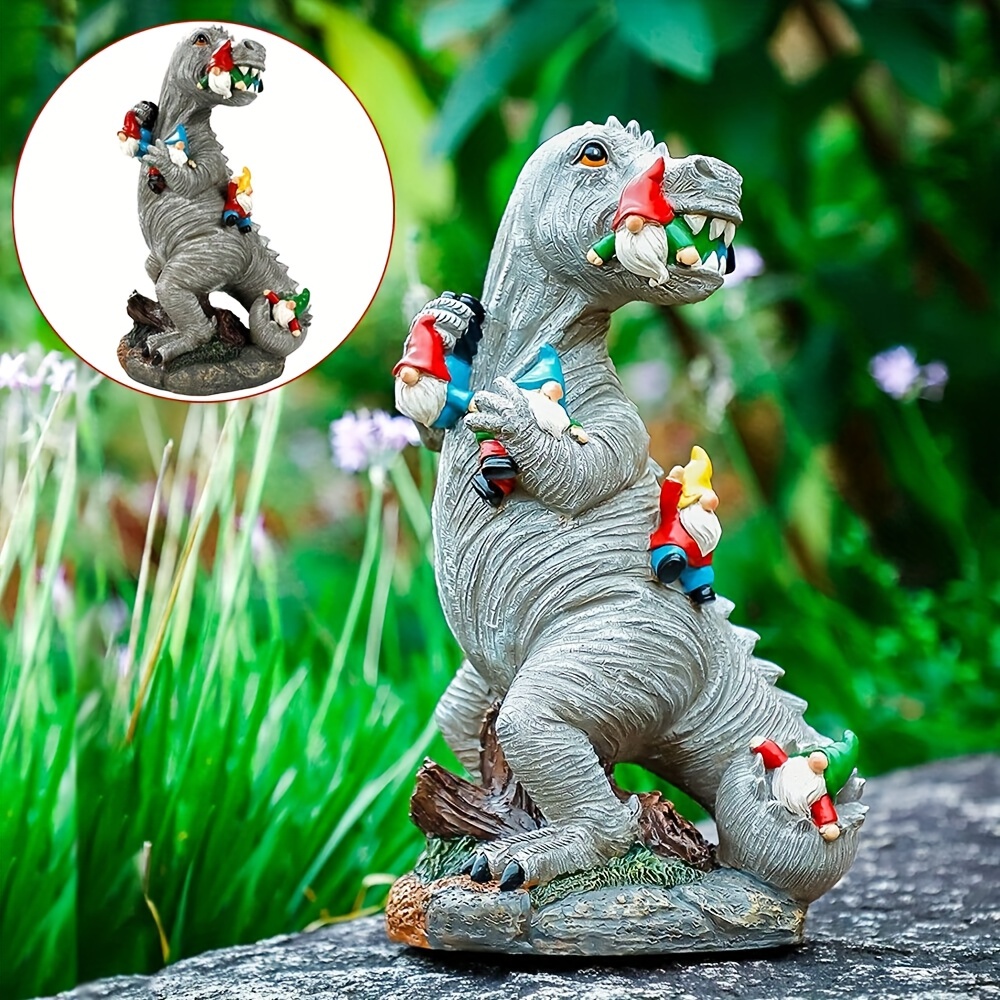 Dinosaur Gnomes Outdoor Garden Decorations, Miniature Dinosaur Gnomes Outdoor Statue