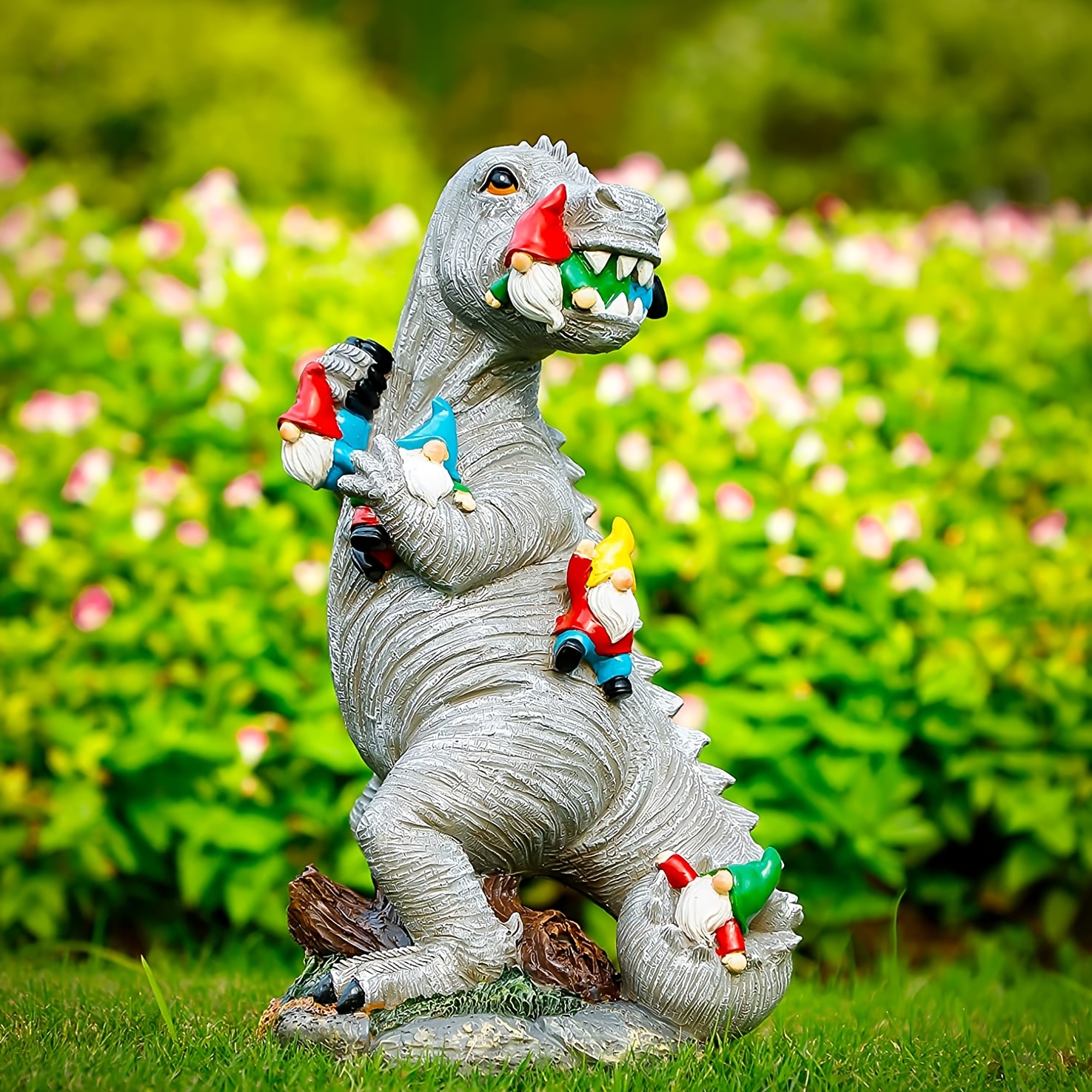 Dinosaur Gnomes Outdoor Garden Decorations, Miniature Dinosaur Gnomes Outdoor Statue