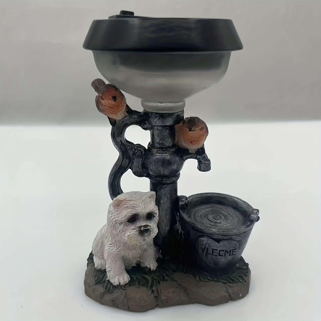 Solar Cute Animals Resin Statue Lamp For Welcome Coming Garden Ornament Lawn Light