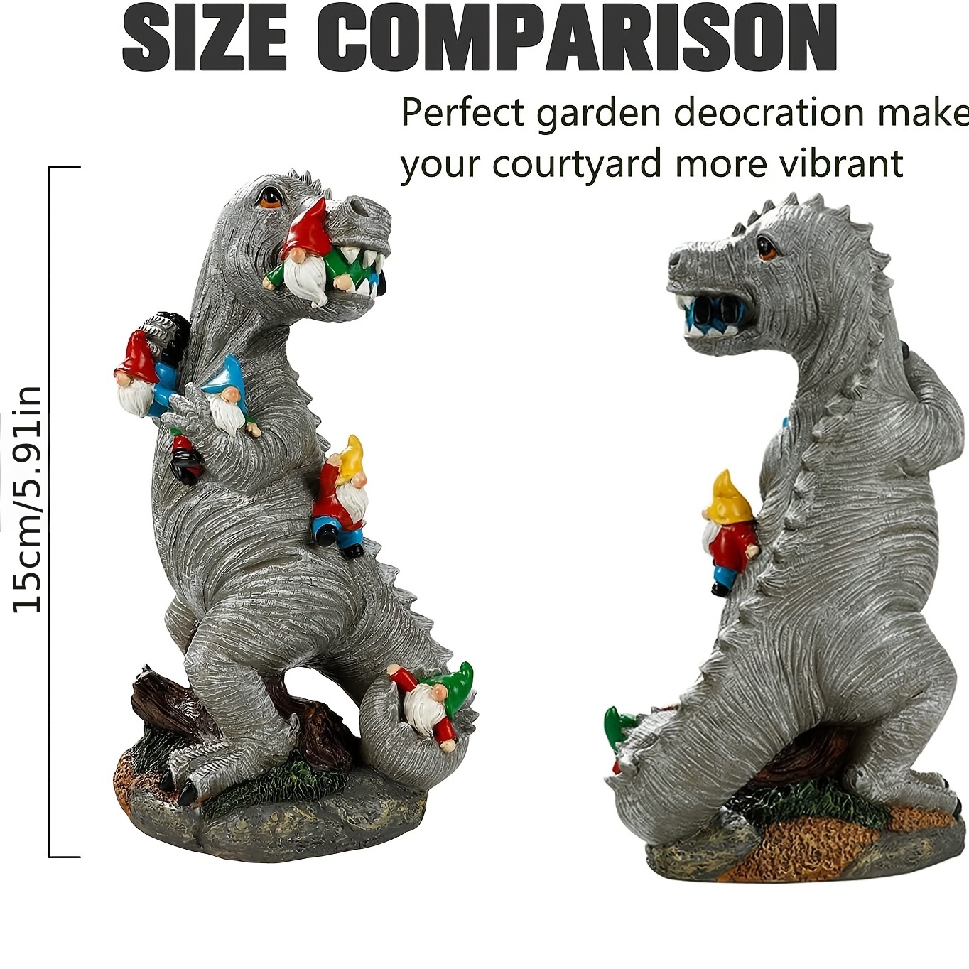 Dinosaur Gnomes Outdoor Garden Decorations, Miniature Dinosaur Gnomes Outdoor Statue