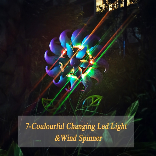 Solar-Powered LED Blue Tornado Windmill