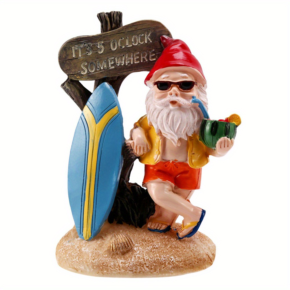 Garden Creative Surf Gnome Plastic Statue, Mini Garden Supplies DIY Potted Micro Landscape Decor