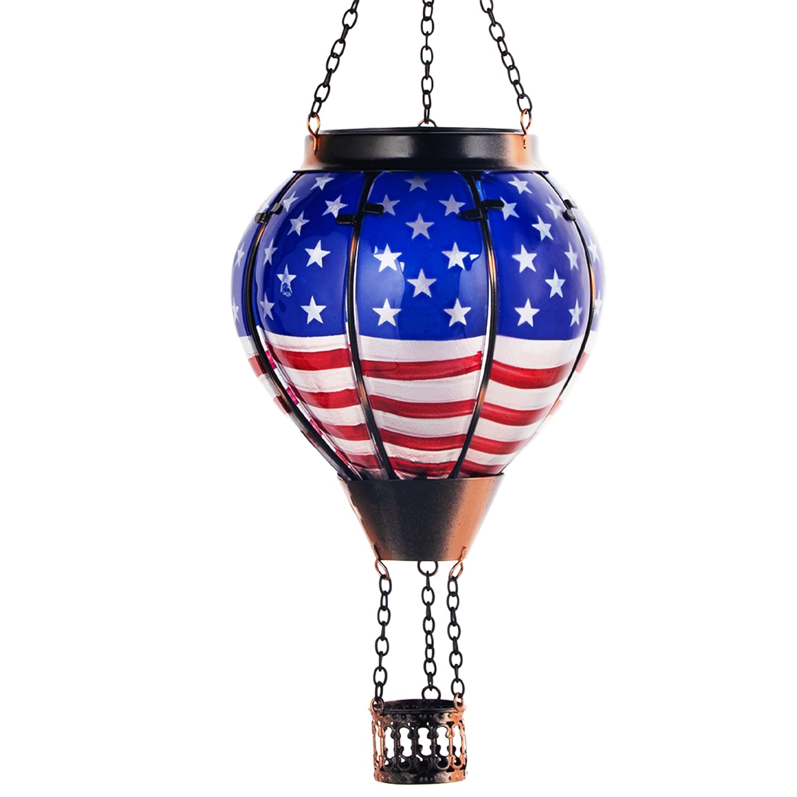 Hot Air Balloon Solar Lantern with Flickering Flame Light