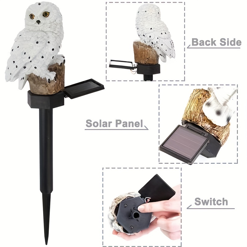 1pc, Owl Solar LED Lights, Solar Garden Lights Outdoor Decor, Resin Garden Waterproof Decorations, Outdoor Yard Pathway Outside Patio Lawn Decor, To Scare Birds Away