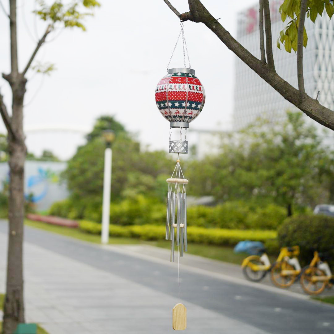 Solar-Powered Christmas Hot Air Balloon with Realistic Flame Effect