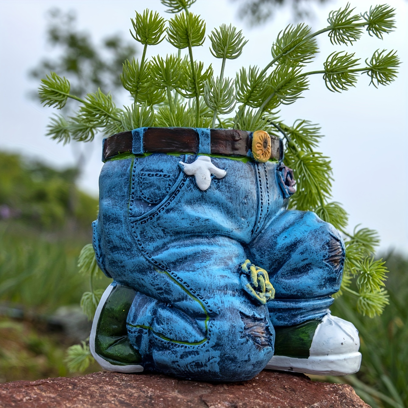 Funny Indoor And Outdoor Flower Pots Resin Denim Pants Ornaments Creative Flower Pot Decoration