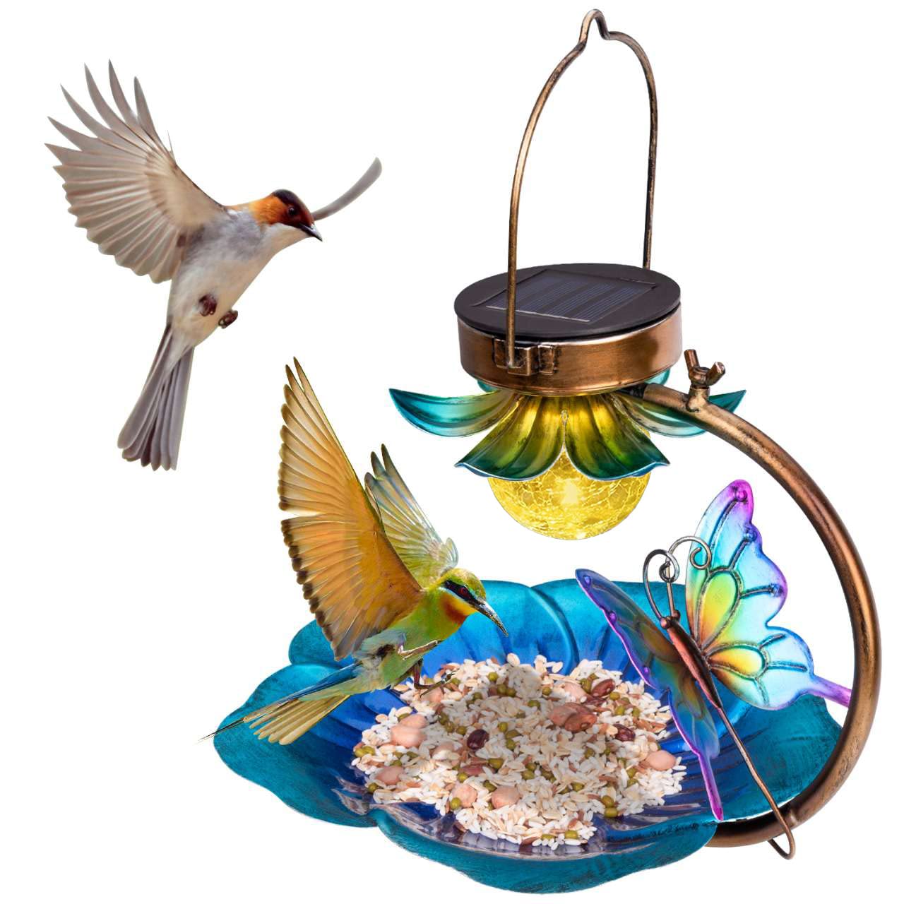 Solar Bird Feeder for Outside Hanging Wild Bird feeders