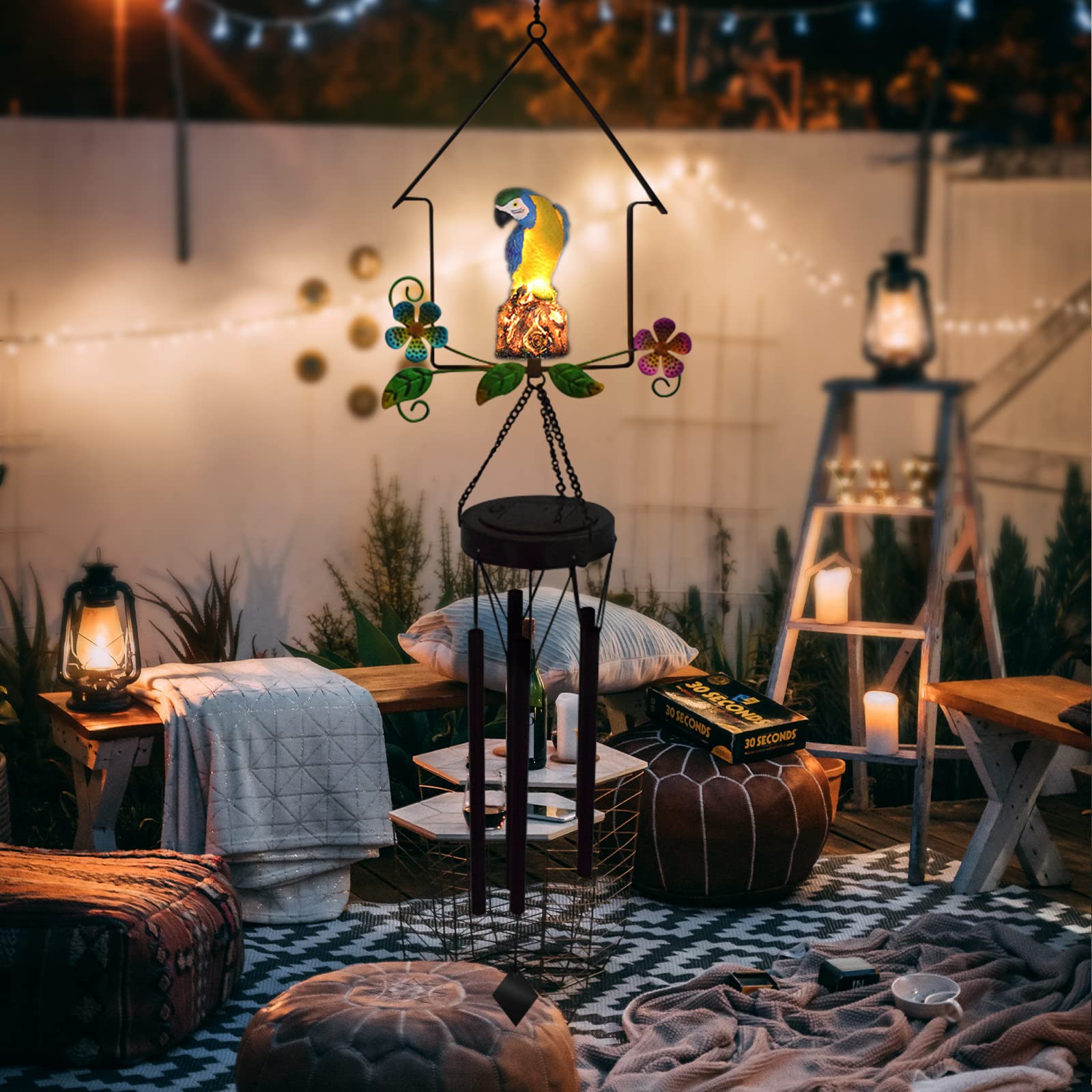 Solar-Powered Parrot Wind Chime 