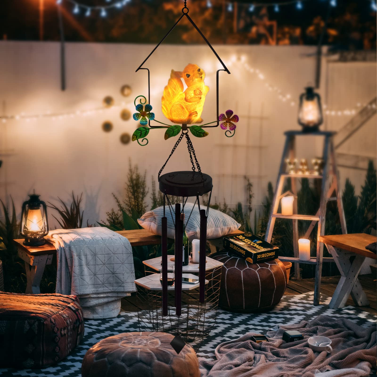 Solar-Powered Squirrel Wind Chime