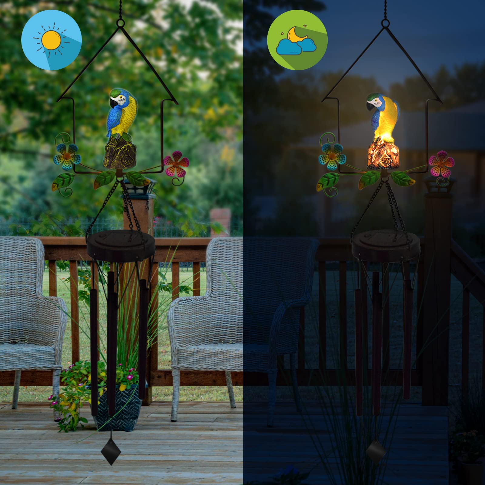 Solar-Powered Parrot Wind Chime 