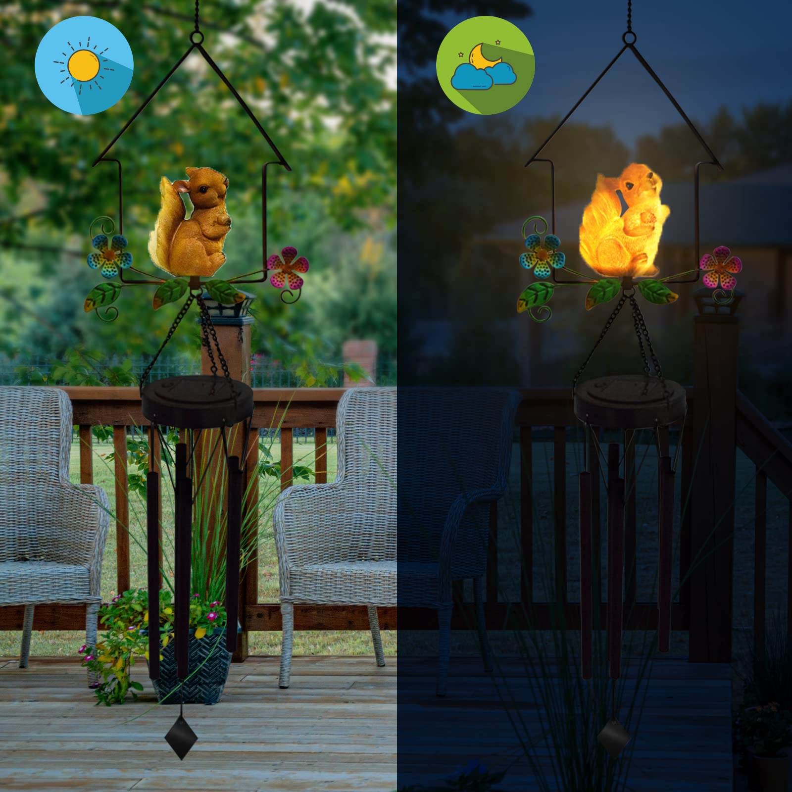 Solar-Powered Squirrel Wind Chime