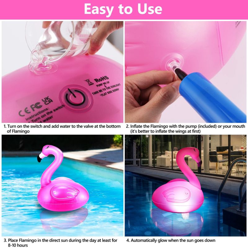 Solar Powered Flamingo Lights for Swimming Pool