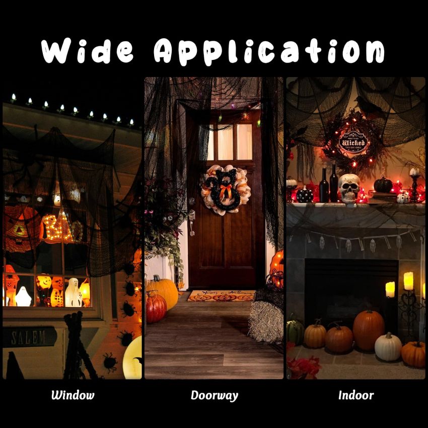 Halloween Creepy Cloth Black 60× 140 inch Halloween Decoration