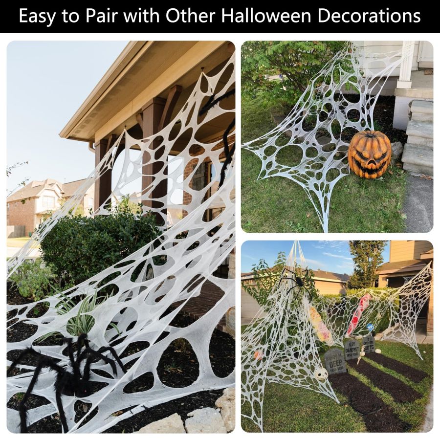 Stretchy Spider Webbing for Halloween garden Decor