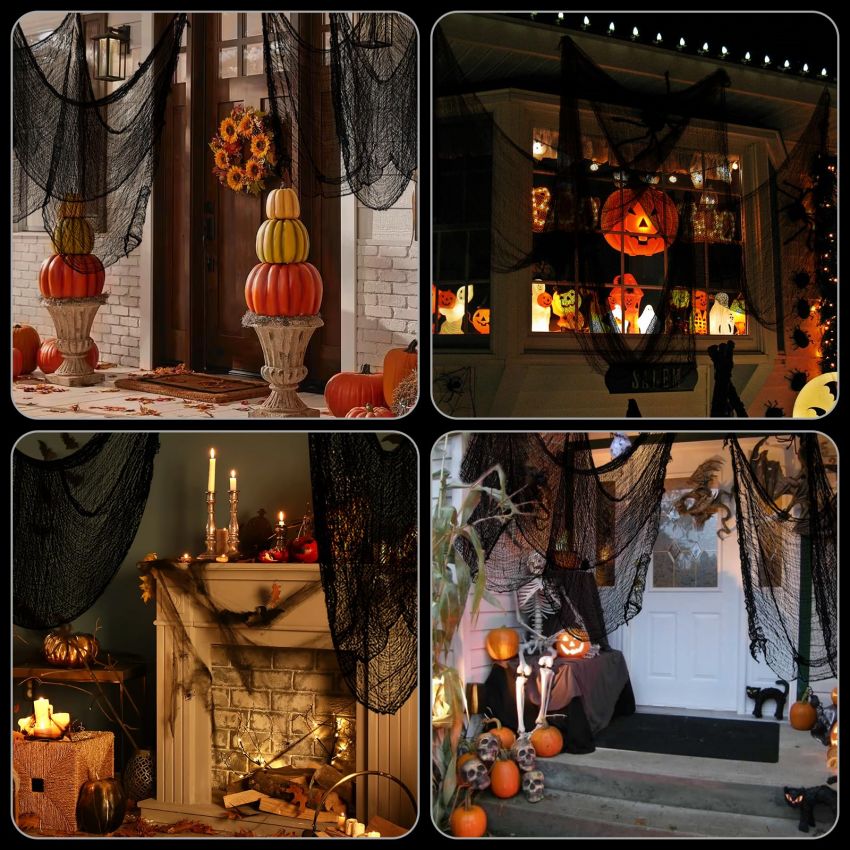 Halloween Creepy Cloth Black 60× 140 inch Halloween Decoration