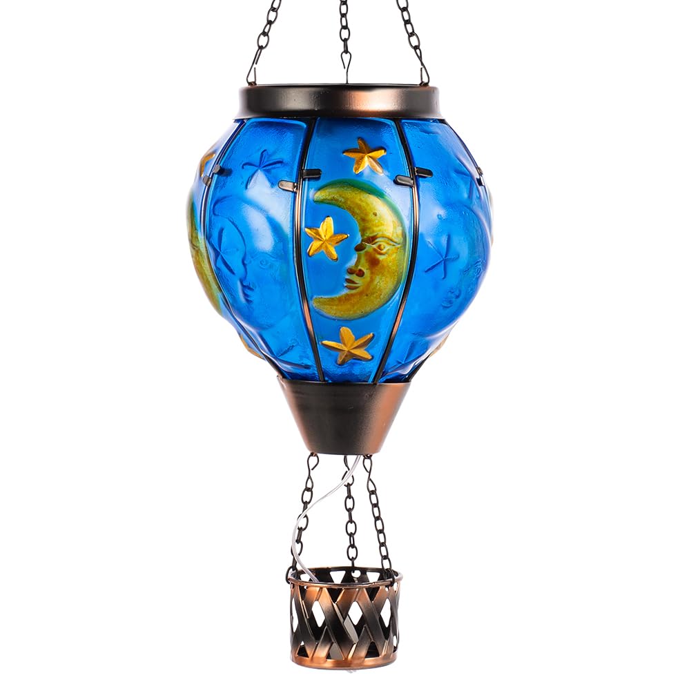 Glass Solar Hot Air Balloon Lantern -  Moon-Pattern