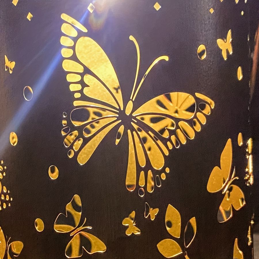 Solar-Powered Butterfly Cut-Out Metal Lantern with LED Light