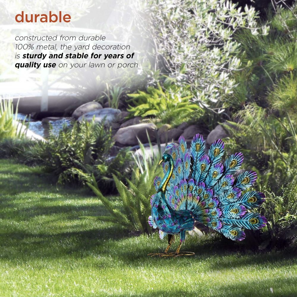 Metal Peacock Garden Statue