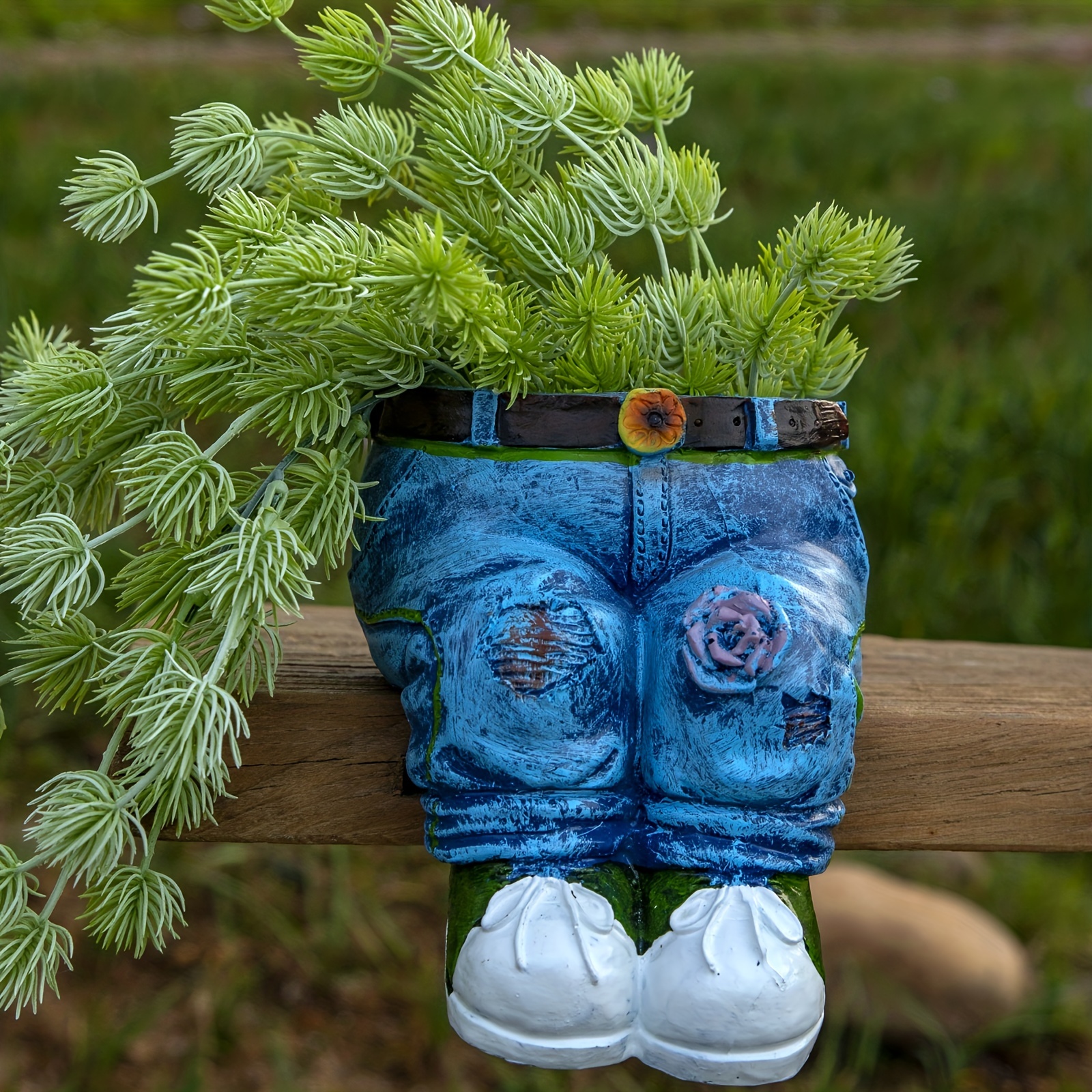 Funny Indoor And Outdoor Flower Pots Resin Denim Pants Ornaments Creative Flower Pot Decoration