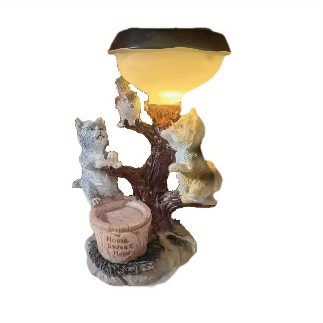 Solar Cute Animals Resin Statue Lamp For Welcome Coming Garden Ornament Lawn Light